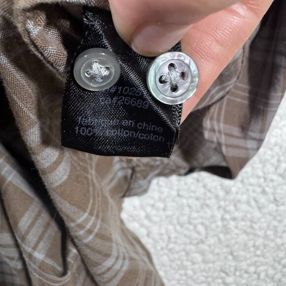 John Varvatos Mens Brown Plaid Long Sleeve Button Down Shirt sz M Preppy - Picture 5 of 5